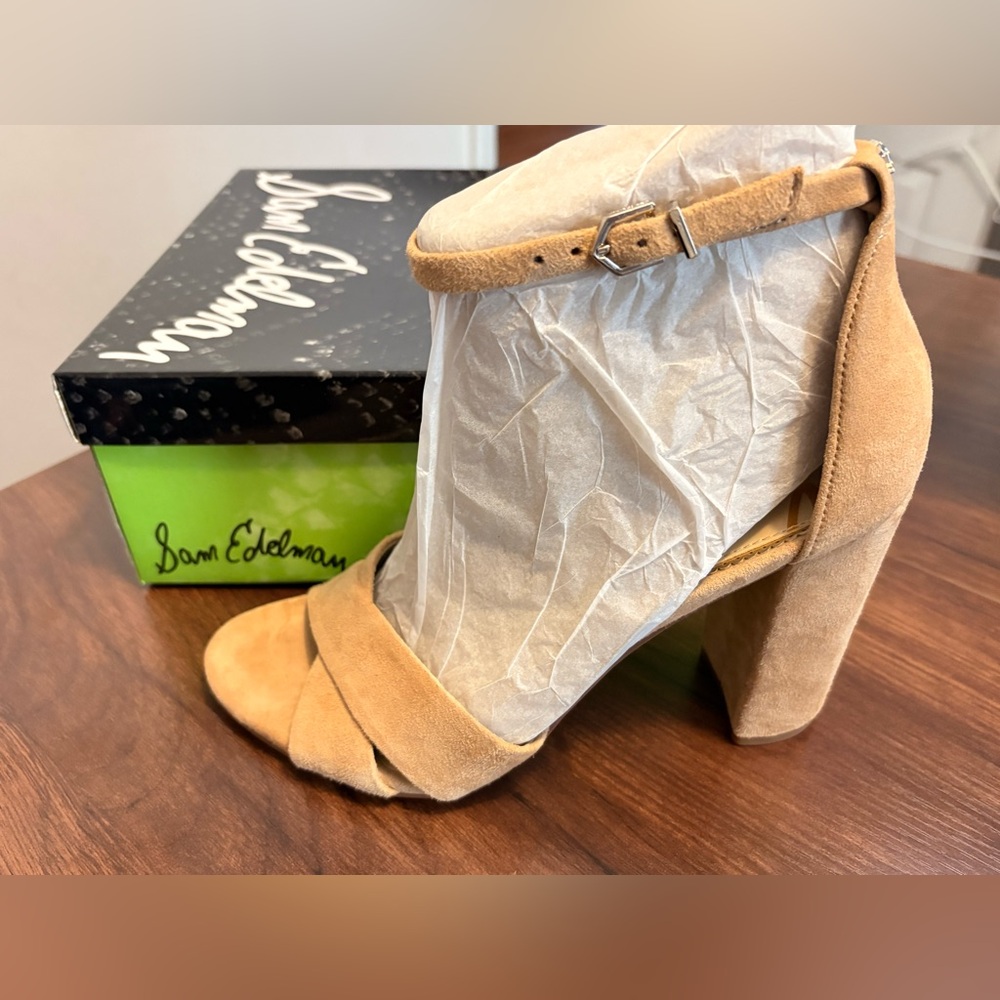 Sam Edelman Camel Suede Block Heels